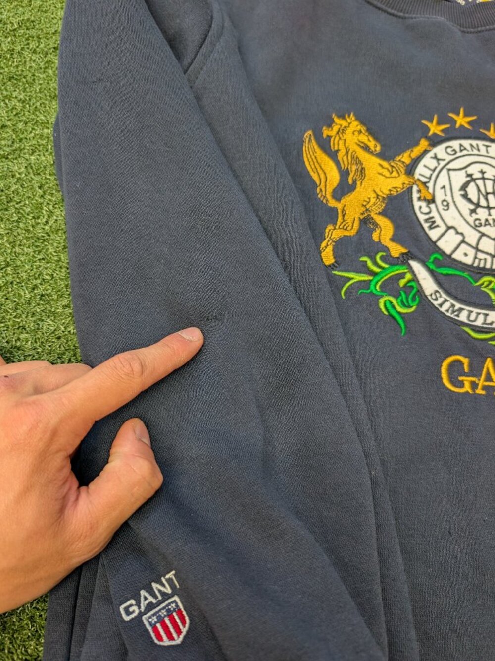 Vintage Gant McNally Crest Embroidered Crewneck Sweatshirt Navy Womens Large - Picture 7 of 7